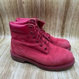 Timberland 6-Inch Premium Boys Size 6.5 Red Nubuck Waterproof Boots A13HV